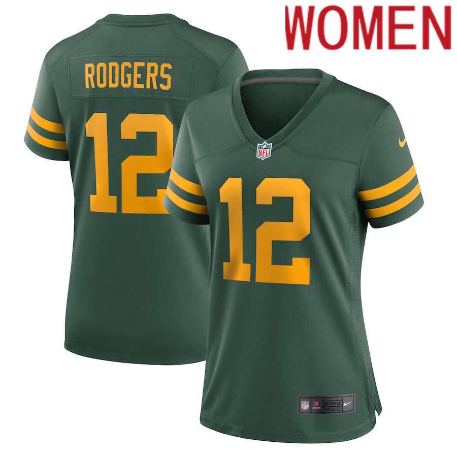 Women Green Bay Packers #12 Aaron Rodgers Nike Green Alternate Game Player NFL Jersey->women nfl jersey->Women Jersey